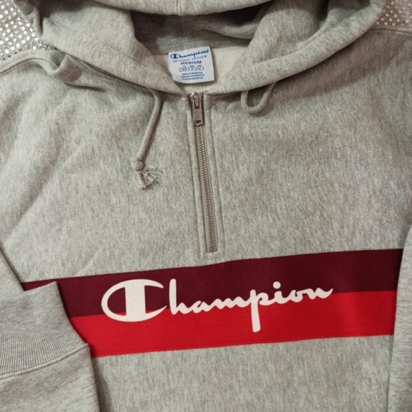 Champion reverse weave yarn dye half zip hoodie M - Picture 3 of 7